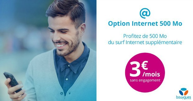 Bouygues Telecom : une nouvelle option Internet 500 Mo à 3€ pour les petits forfaits