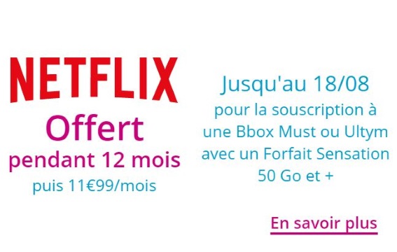 Netflix offert chez Bouygues Telecom avec une box Internet et un forfait mobile