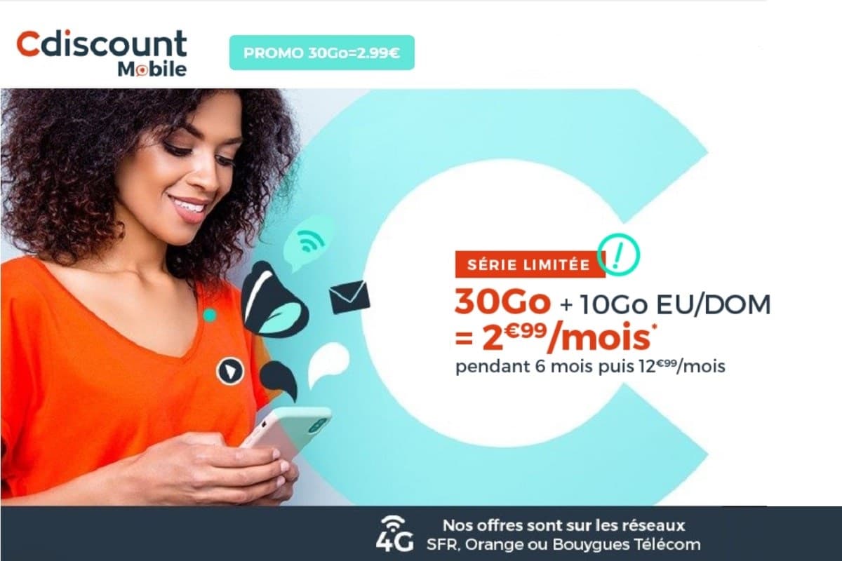 Nouvelle promo choc Cdiscount Mobile : 30 Go à 2,99€/mois