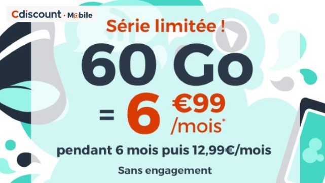 Forfait en promo : Cdiscount Mobile propose 60 Go à 7€/mois