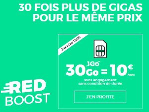 Boost data X30 chez RED : le forfait 4G illimité à 10€/mois à vie avec 30Go