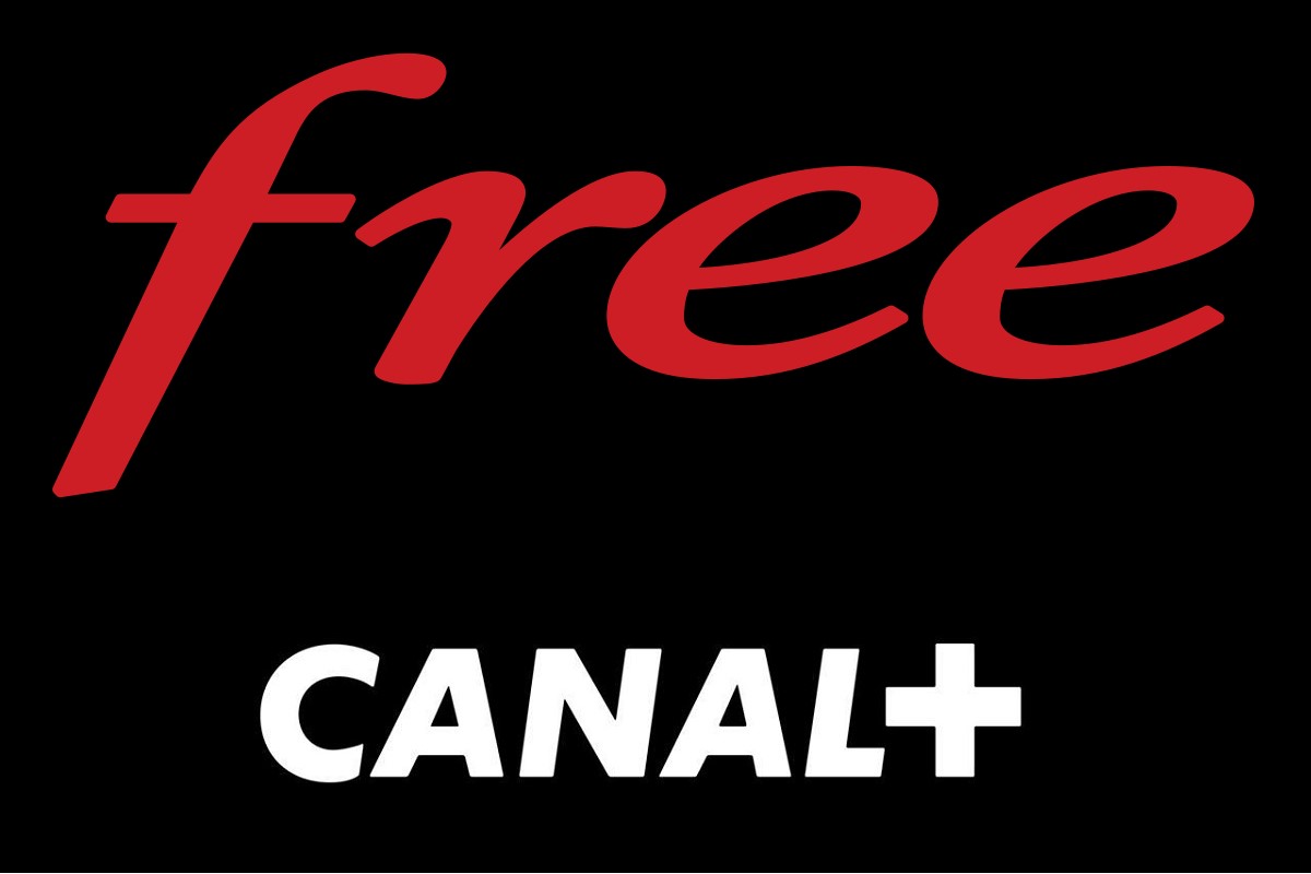 Logos de Free et Canal+ sur fond noir, car fin de partenariat avec Canal+ Séries gratuits sur les Freebox