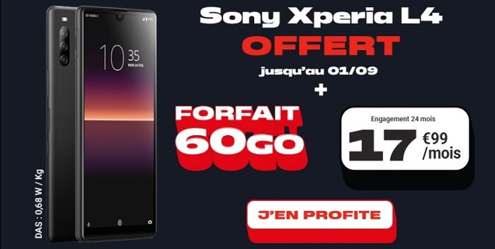 le Sony Xperia L4 offert avec le forfait 60 Go NRJ Mobile