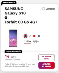 Le Samsung Galaxy S10 à seulement 1€ pendant les French Days SFR