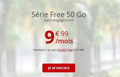 le forfait mobile Free 50 Go bascule sur le forfait Free au bout d'un an