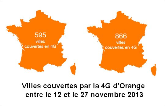 Couverture 4G d'Orange le 27 novembre 2013