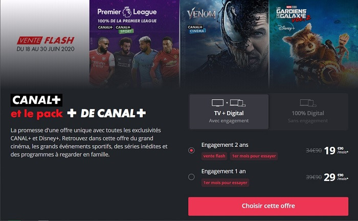 L'offre Canal+ avec le pack + de Canal+ est en vente flash à seulement 19,90€/mois.