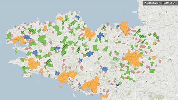 La carte des déploiements numériques en Bretagne