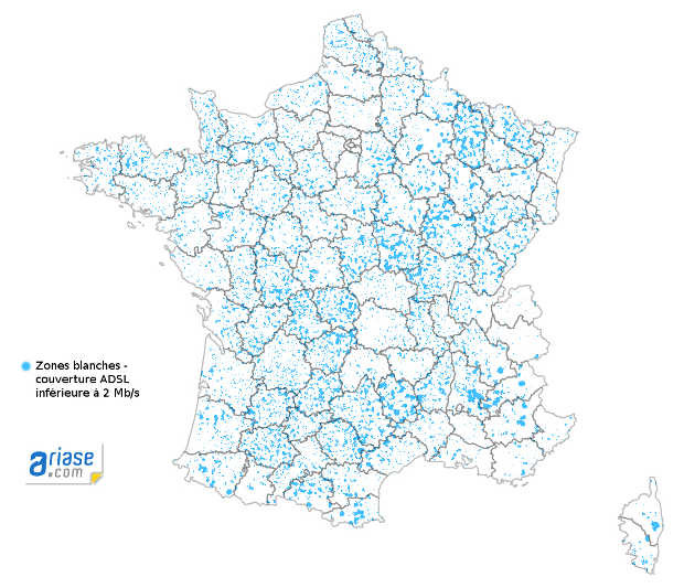 carte des zones blanches en France